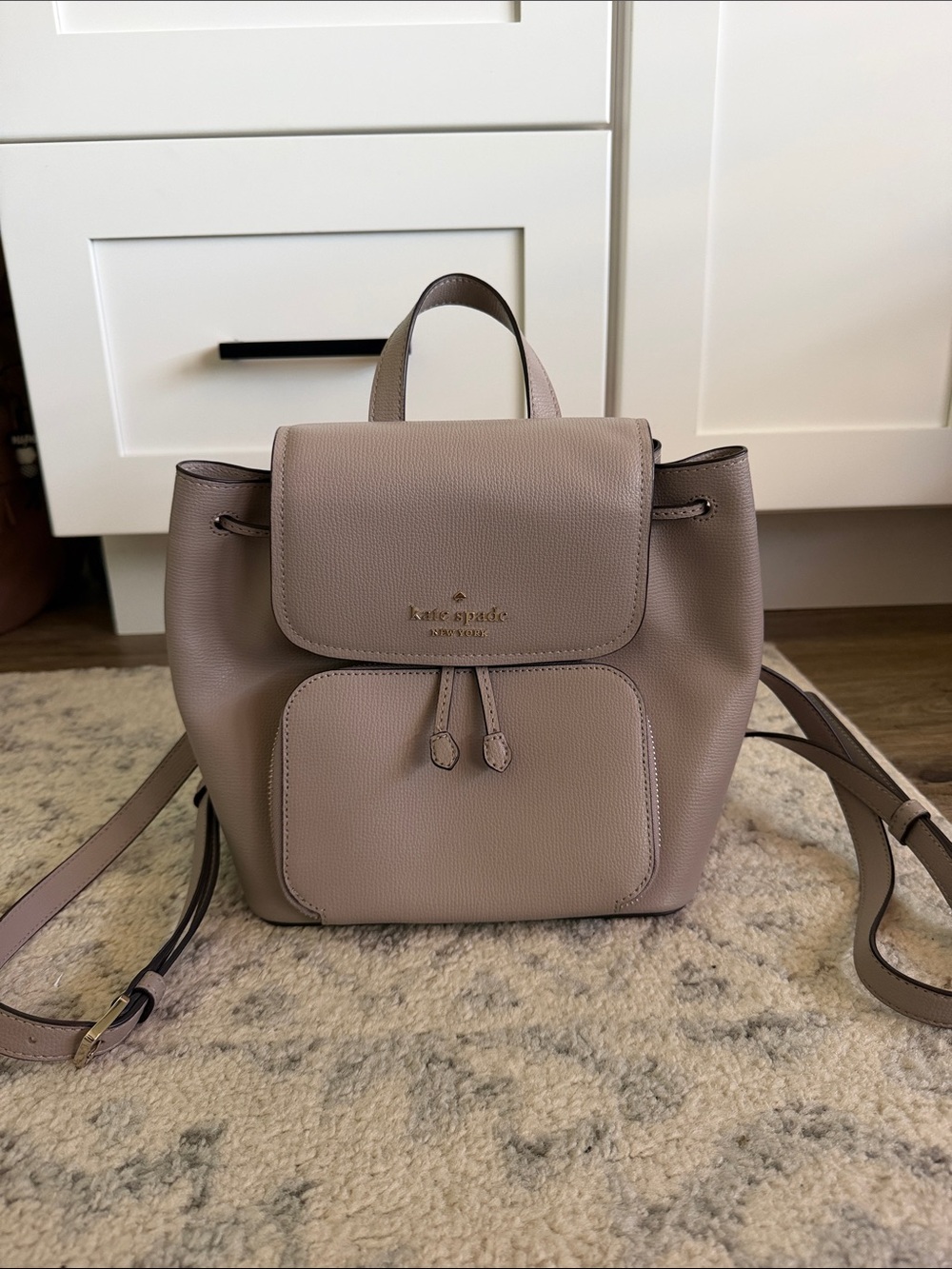 kate spade mauve taupe leather backpack